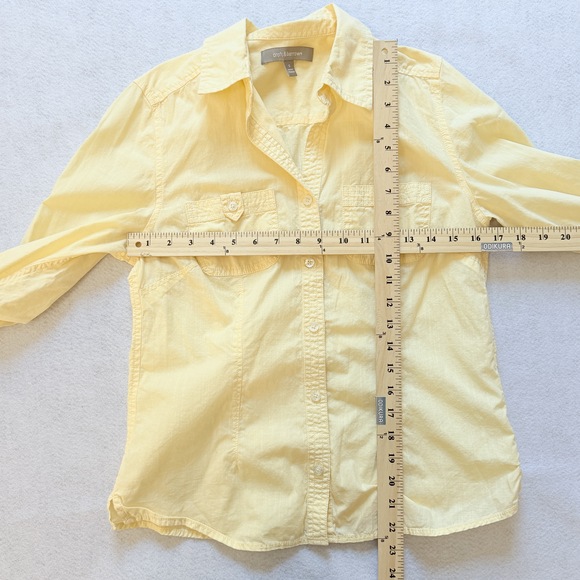 Croft & barrow 100% cotton butter yellow button up collared blouse gardencore - Picture 5 of 6